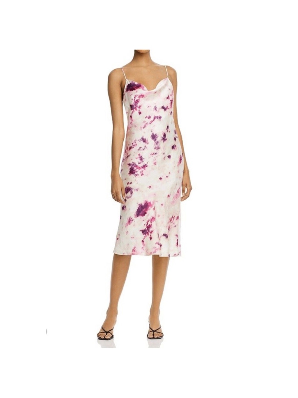 NWT Bardot Tie-Dye Slip Midi Dress in White and Magenta